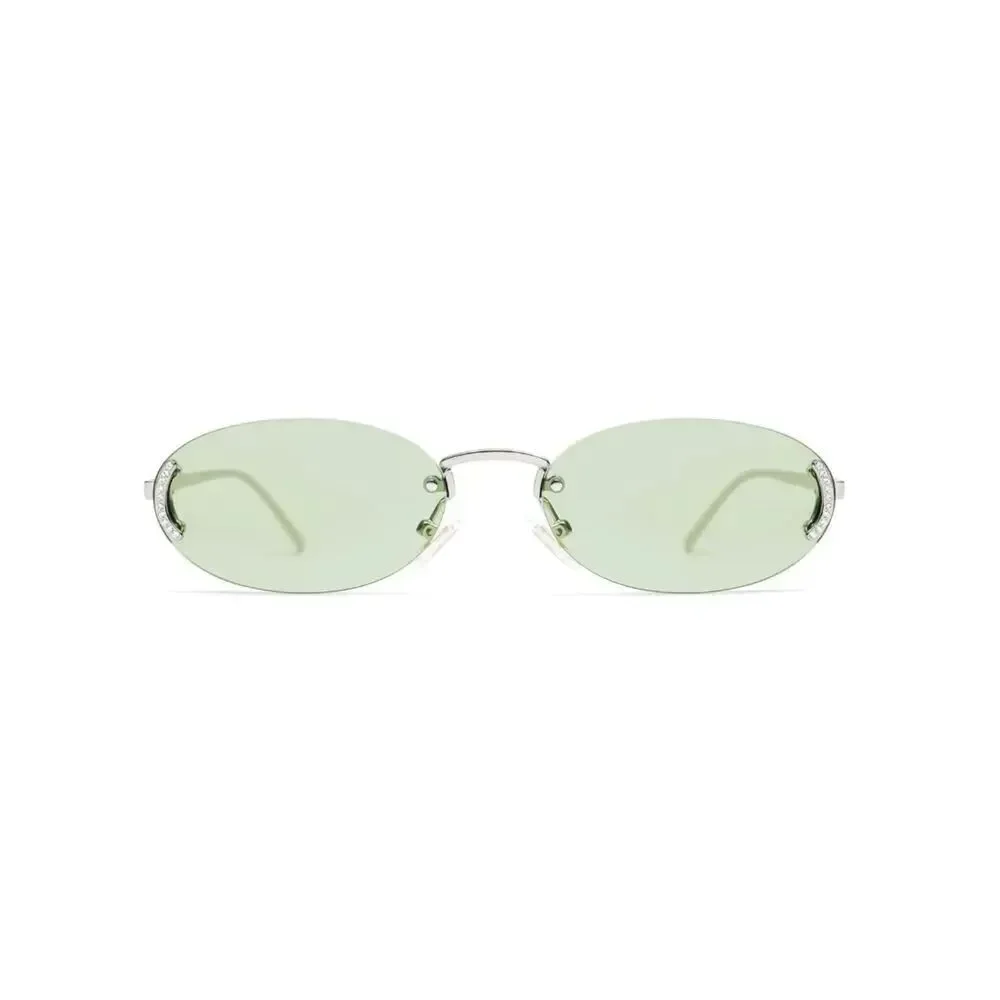 Green lens Retro Oval Sunglasses